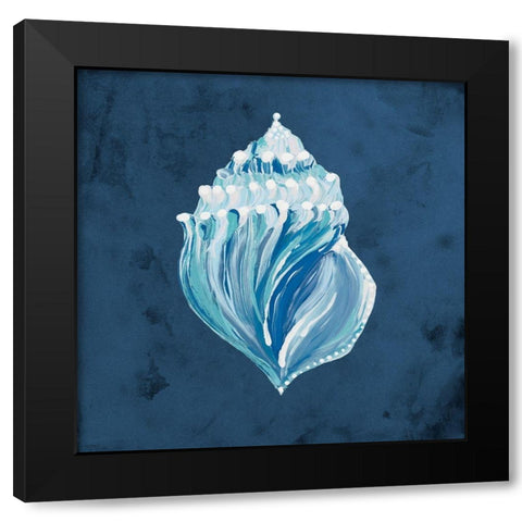Azul Dotted Seashell on Navy II Black Modern Wood Framed Art Print by Ritter, Gina