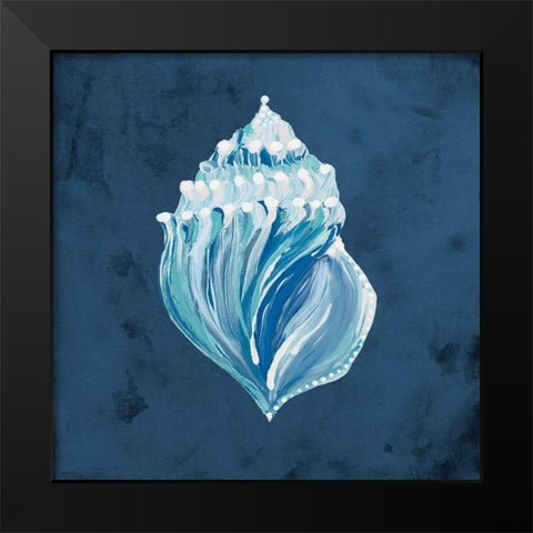 Azul Dotted Seashell on Navy II Black Modern Wood Framed Art Print by Ritter, Gina