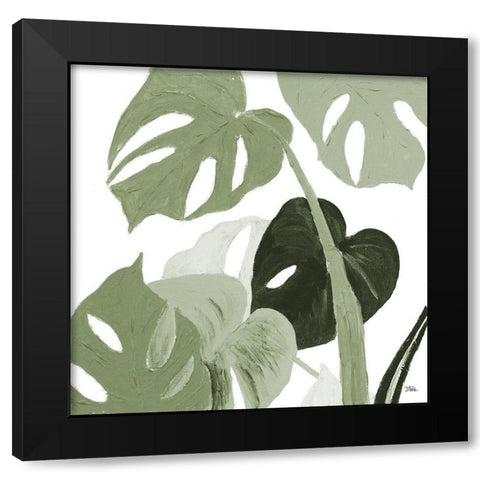 Green Monstera Design I Black Modern Wood Framed Art Print by Pinto, Patricia