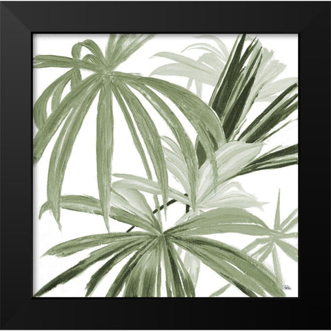 Green Monstera Design II Black Modern Wood Framed Art Print by Pinto, Patricia