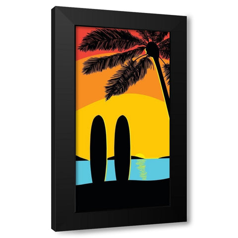 Sunset Surf Panel Black Modern Wood Framed Art Print with Double Matting by Edwins, Hugo
