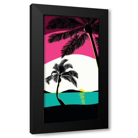 Pink Sunset Surf Panel Black Modern Wood Framed Art Print with Double Matting by Edwins, Hugo