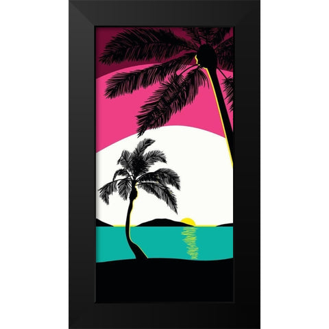 Pink Sunset Surf Panel Black Modern Wood Framed Art Print by Edwins, Hugo