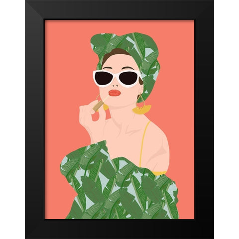 Tropical Lady Black Modern Wood Framed Art Print by Bucheli, Jen