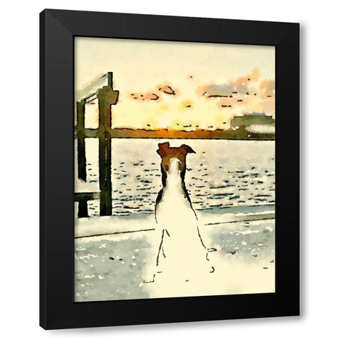 Paws At Sunset Black Modern Wood Framed Art Print with Double Matting by Acosta