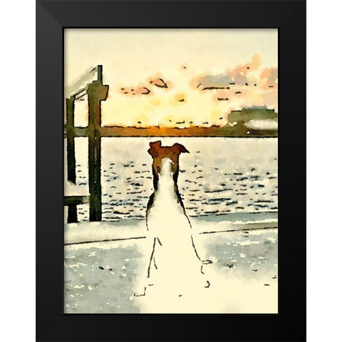 Paws At Sunset Black Modern Wood Framed Art Print by Acosta