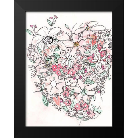 Blooming Heart I Black Modern Wood Framed Art Print by Krinlox