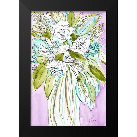 Hopeful Bouquet Black Modern Wood Framed Art Print by Krinlox