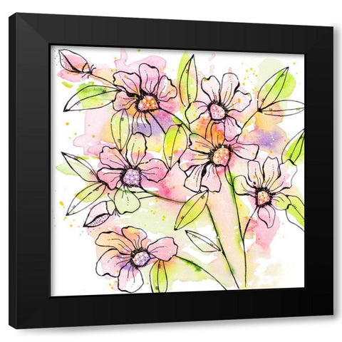 A Splash of Beauty Florals Black Modern Wood Framed Art Print by Krinlox