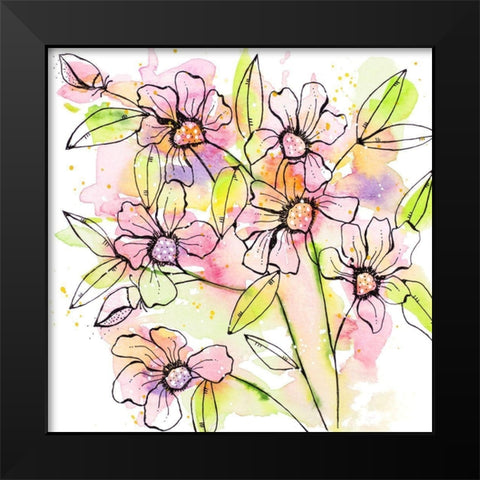A Splash of Beauty Florals Black Modern Wood Framed Art Print by Krinlox