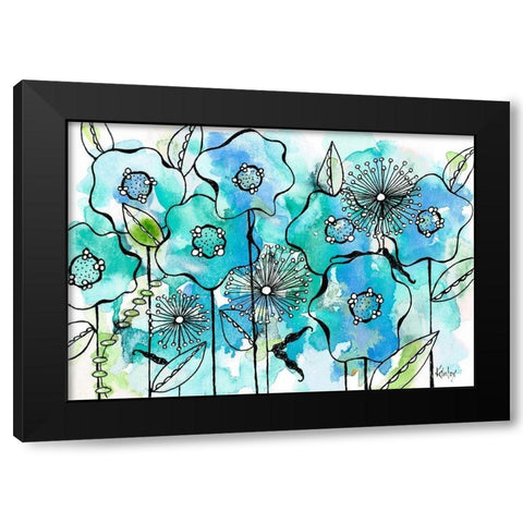 Blue Tone Garden Black Modern Wood Framed Art Print by Krinlox