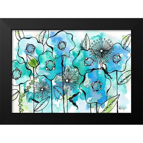Blue Tone Garden Black Modern Wood Framed Art Print by Krinlox