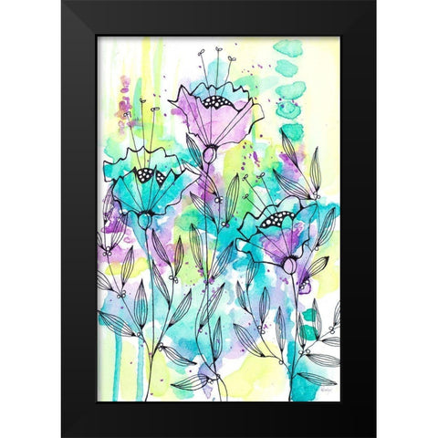 Floral Beauties Black Modern Wood Framed Art Print by Krinlox