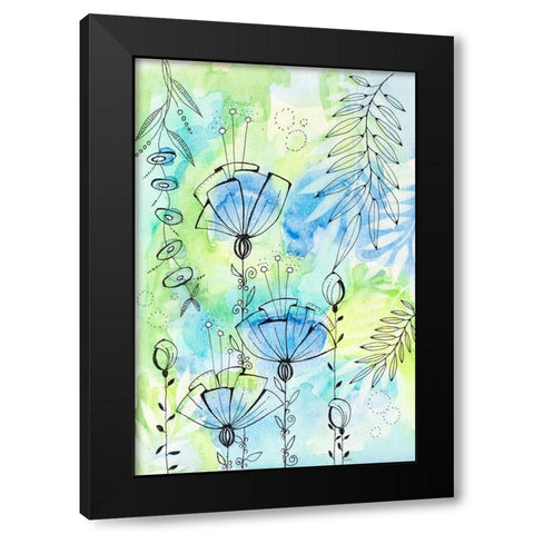 Floral Beauties Above Black Modern Wood Framed Art Print by Krinlox