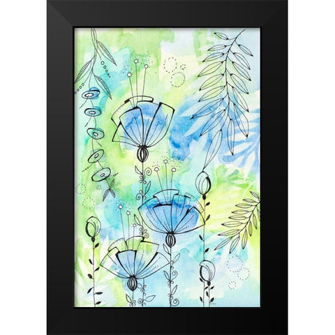 Floral Beauties Above Black Modern Wood Framed Art Print by Krinlox