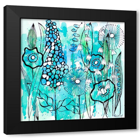 Cool Floral Day Square Black Modern Wood Framed Art Print with Double Matting by Krinlox