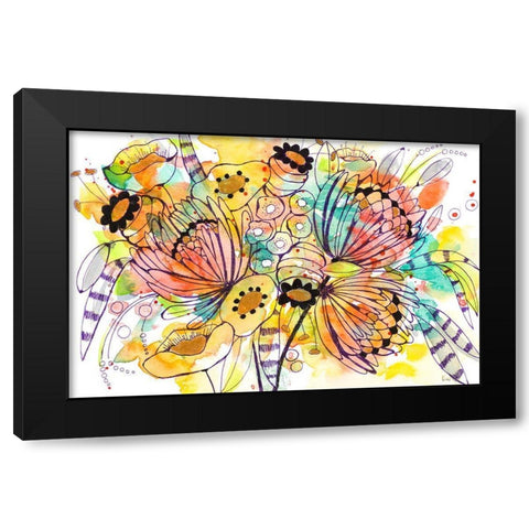 Whimsical Splash Black Modern Wood Framed Art Print by Krinlox