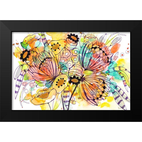 Whimsical Splash Black Modern Wood Framed Art Print by Krinlox