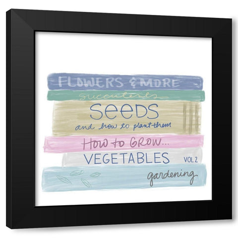 Gardening Books Black Modern Wood Framed Art Print with Double Matting by Navas, Emily