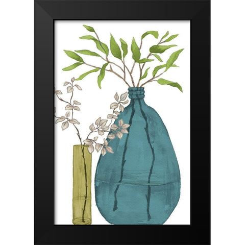 Serenity Accents In Teal Black Modern Wood Framed Art Print by Medley, Elizabeth