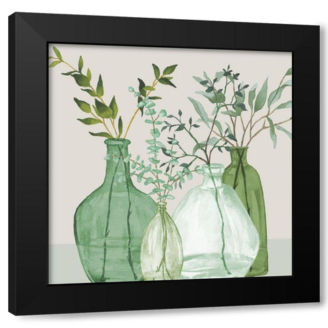 Green Serenity Accents Black Modern Wood Framed Art Print with Double Matting by Medley, Elizabeth