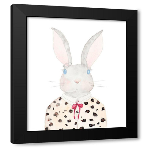 Sweater Rabbit Black Modern Wood Framed Art Print by James, Nola