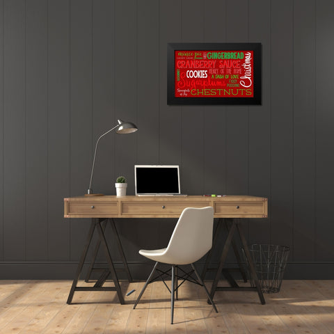 Christmas Kitchen Typography Black Modern Wood Framed Art Print by Metz, Andi