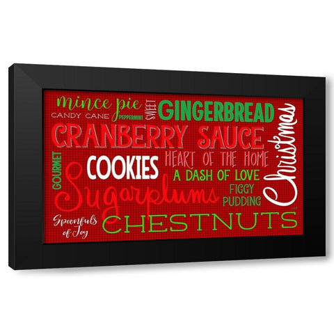 Christmas Kitchen Typography Black Modern Wood Framed Art Print by Metz, Andi