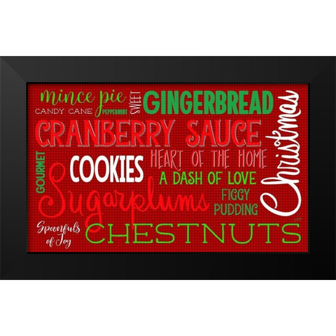Christmas Kitchen Typography Black Modern Wood Framed Art Print by Metz, Andi