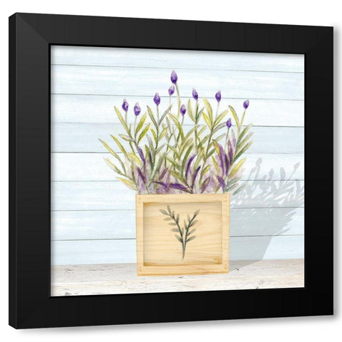 Lavender and Wood Square II Black Modern Wood Framed Art Print by Gaynor, Janice