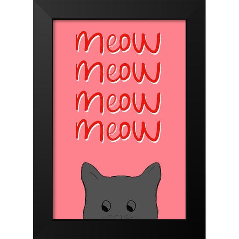 Meow Black Modern Wood Framed Art Print by Navas, Emily