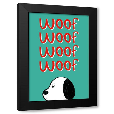Woof Black Modern Wood Framed Art Print with Double Matting by Navas, Emily