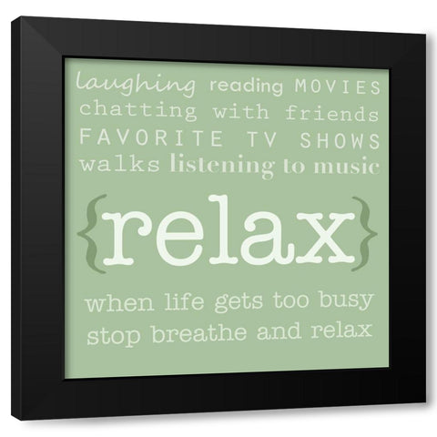 Relax Black Modern Wood Framed Art Print by Quach, Anna