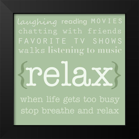 Relax Black Modern Wood Framed Art Print by Quach, Anna