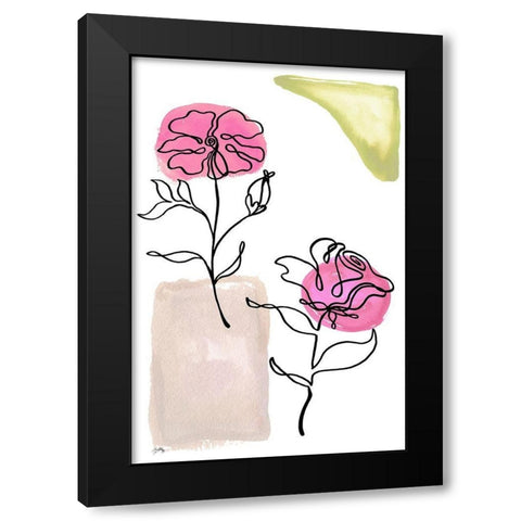 Modern Floral Line I Black Modern Wood Framed Art Print with Double Matting by Medley, Elizabeth