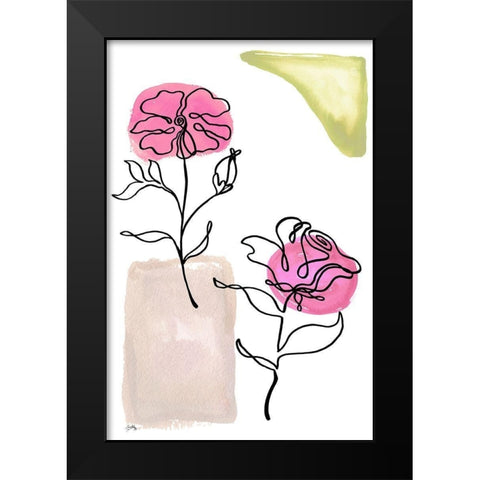 Modern Floral Line I Black Modern Wood Framed Art Print by Medley, Elizabeth