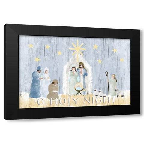 O Holy Night Nativity Black Modern Wood Framed Art Print with Double Matting by Metz, Andi