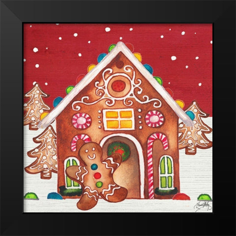Joyful Gingerbread Village I Black Modern Wood Framed Art Print by Medley, Elizabeth