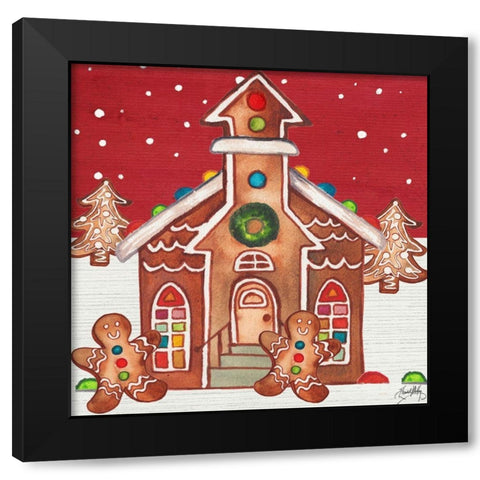 Joyful Gingerbread Village II Black Modern Wood Framed Art Print by Medley, Elizabeth