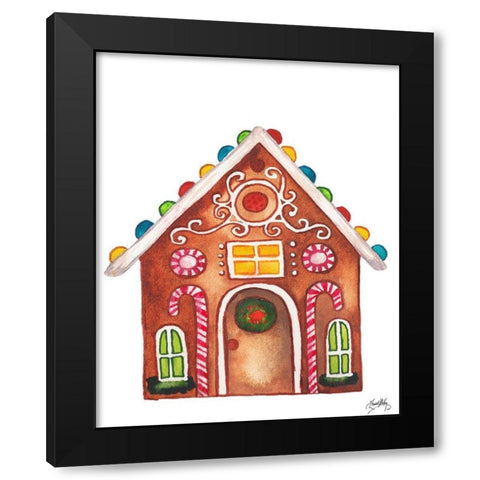 Gingerbread and Candy House I Black Modern Wood Framed Art Print by Medley, Elizabeth