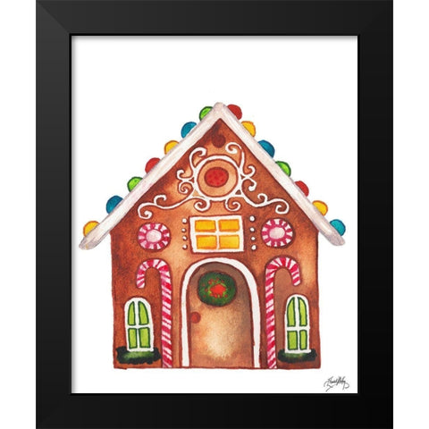 Gingerbread and Candy House I Black Modern Wood Framed Art Print by Medley, Elizabeth