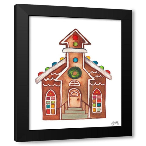 Gingerbread and Candy House II Black Modern Wood Framed Art Print with Double Matting by Medley, Elizabeth