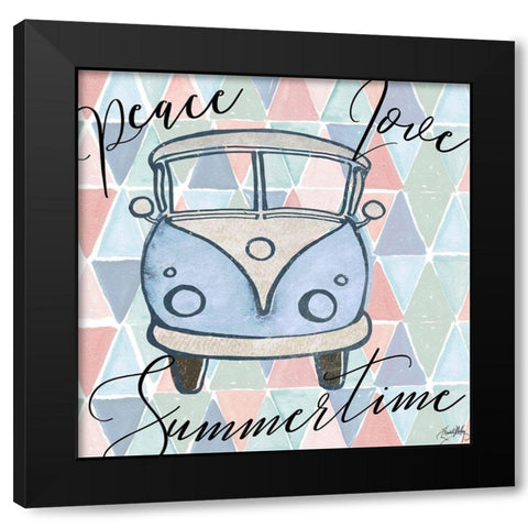 Peace Bus I Black Modern Wood Framed Art Print with Double Matting by Medley, Elizabeth