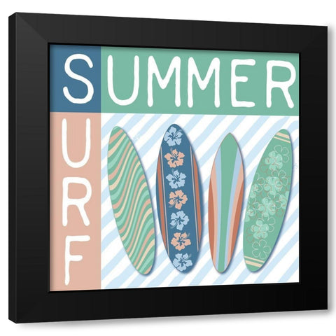 Summer Surf Black Modern Wood Framed Art Print with Double Matting by Medley, Elizabeth