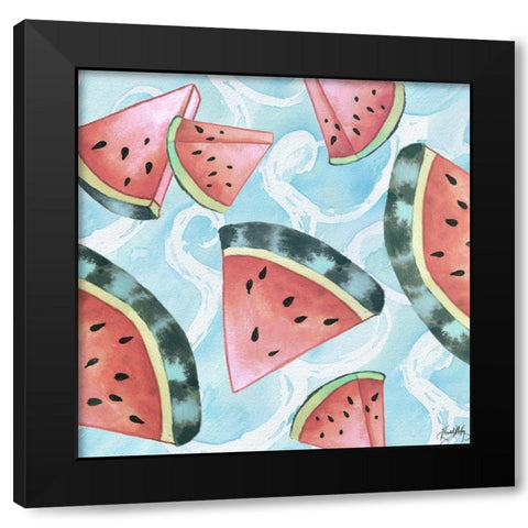 Watermelon Black Modern Wood Framed Art Print with Double Matting by Medley, Elizabeth