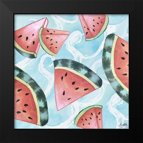 Watermelon Black Modern Wood Framed Art Print by Medley, Elizabeth