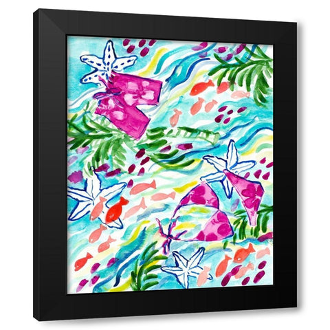 Playing with the Fish Black Modern Wood Framed Art Print by Loreth, Lanie