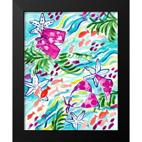 Playing with the Fish Black Modern Wood Framed Art Print by Loreth, Lanie