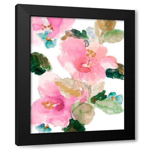 Scattered Pink Hibiscus Black Modern Wood Framed Art Print with Double Matting by Loreth, Lanie