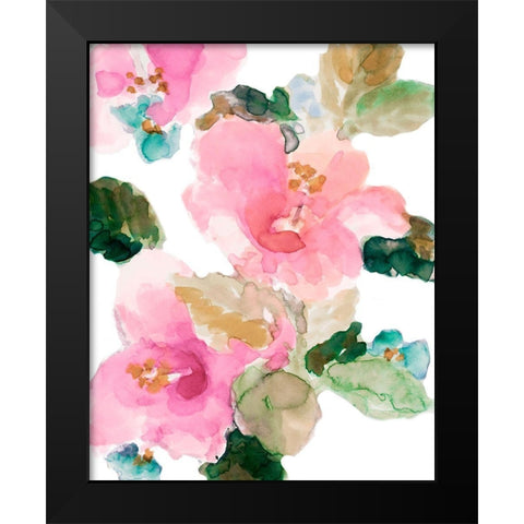 Scattered Pink Hibiscus Black Modern Wood Framed Art Print by Loreth, Lanie